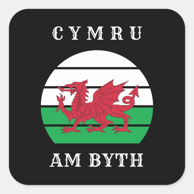 Adesivo Quadrado Wales Flag Cymru Am Byth Orud To Be Welsh (Frente)