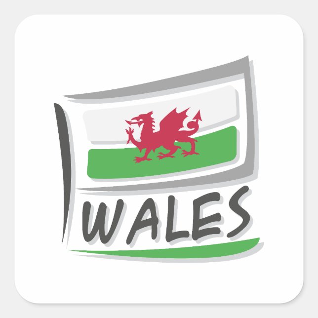 Adesivo Quadrado Wales Pride X Flag (Frente)