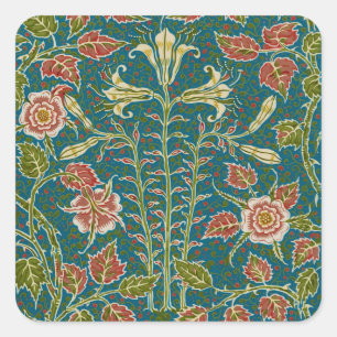 Adesivo Quadrado Walter Crane Antiga Floral de Lírio e Rosa