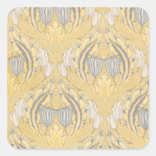 Adesivo Quadrado Walter Crane Blue Tulipes & Acanthus