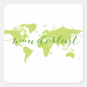Adesivo Quadrado Wanderlust, mapa do mundo