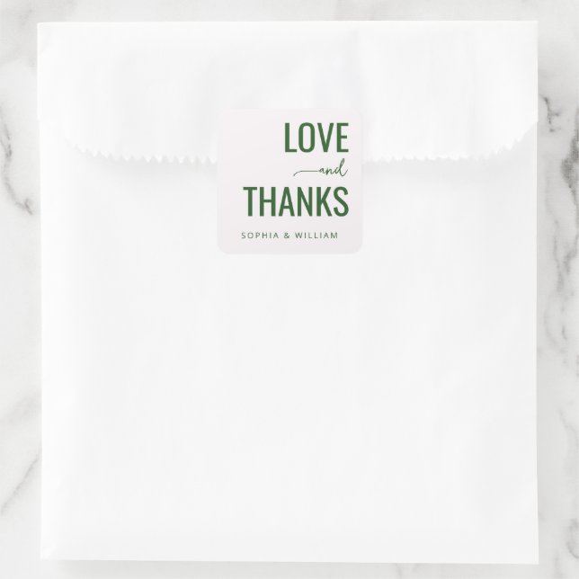 Adesivo Quadrado Warm Green Minimalist Wedding Stickers (Bolsa)