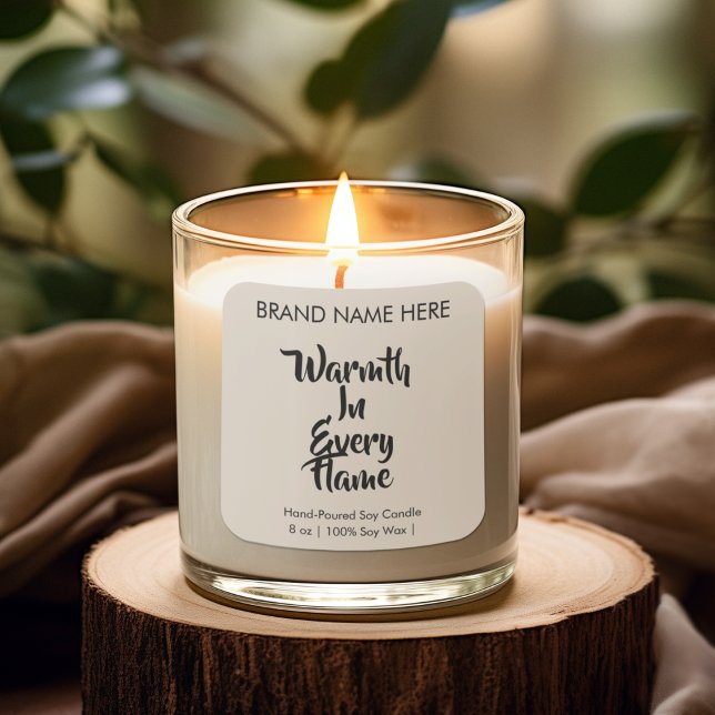 Adesivo Quadrado Warmth in Every Flame | Modern Candle Labels (Criador carregado)