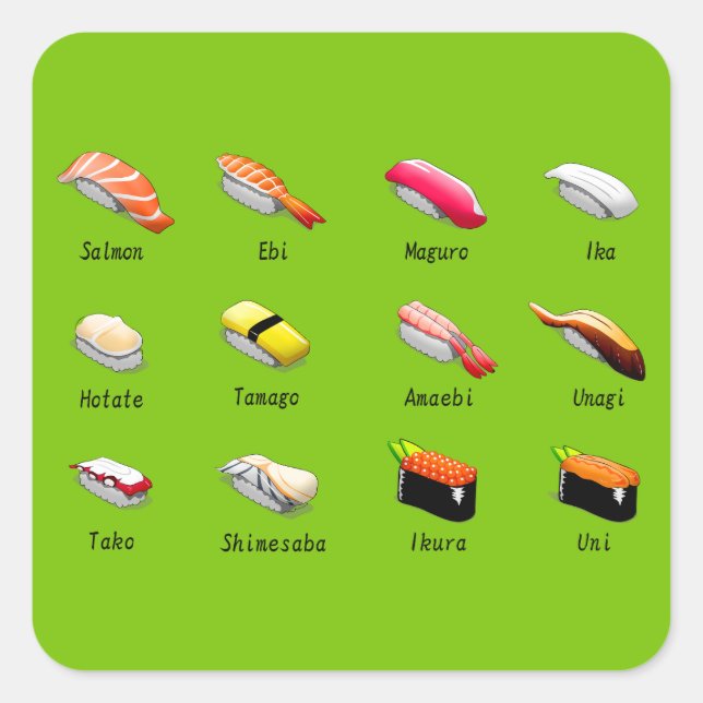 Adesivo Quadrado Wasabi sushi comida japonesa (Frente)