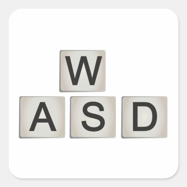 Adesivo Quadrado WASD Sticker - Teclado retrô (Frente)