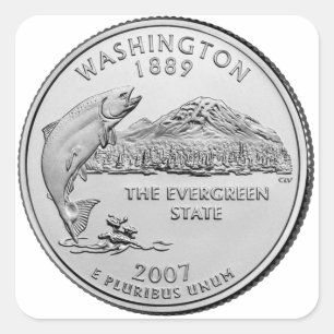 Adesivo Quadrado Washington State Quarter