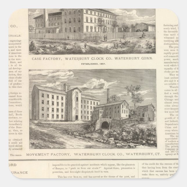 Adesivo Quadrado Waterbury Clock Company (Frente)