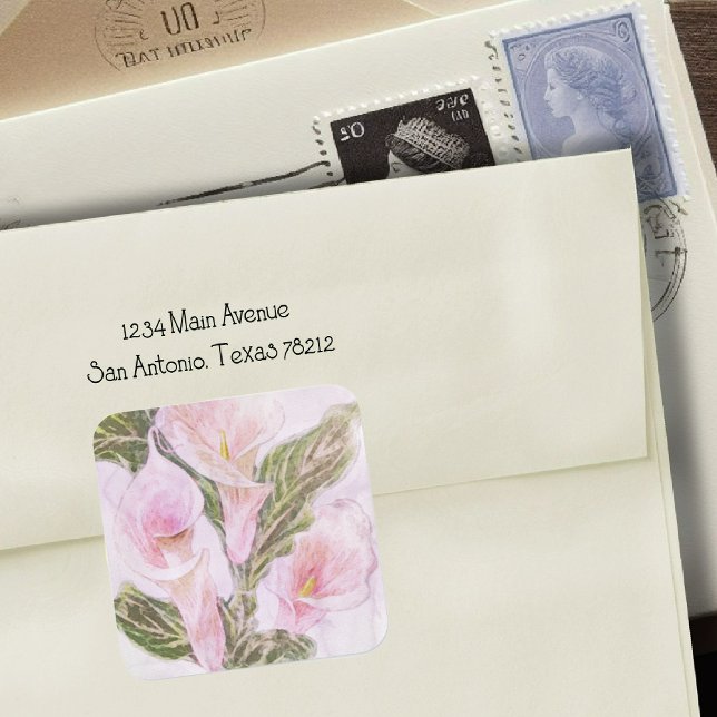 Adesivo Quadrado Watercolor Calla Lillies (Criador carregado)