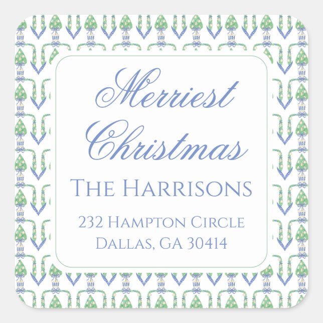 Adesivo Quadrado Watercolor Christmas Garland Bedford Stockings (Frente)