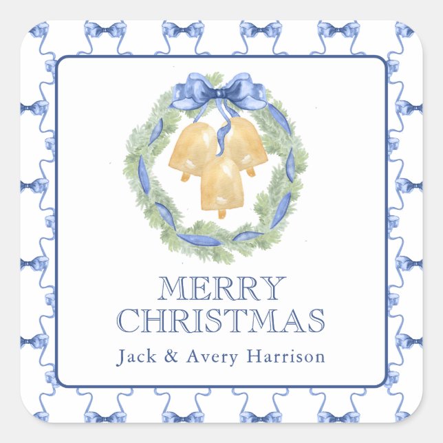 Adesivo Quadrado Watercolor, Fios de Natal ou Casamento (Frente)