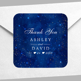 Adesivo Quadrado Watercolor Galaxy Cosmic Stars Casamento Obrigado