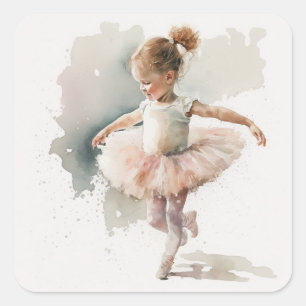 Adesivo Quadrado Watercolor Little Ballerina