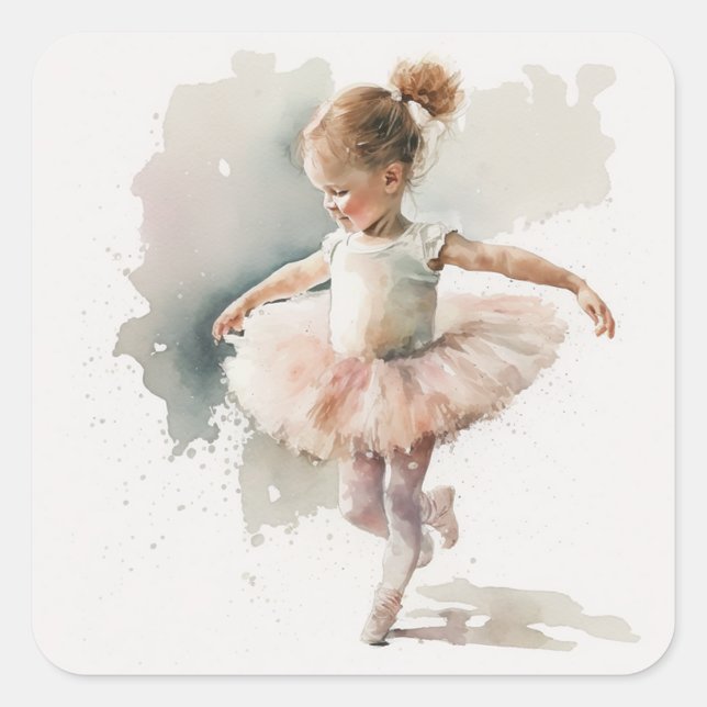 Adesivo Quadrado Watercolor Little Ballerina (Frente)