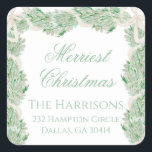Adesivo Quadrado Watercolor Merry Christmas Garland Vintage<br><div class="desc">Aquarela Feliz Natal Garland Vintage Square Sticker. Este belo paletó de Natal apresenta a aquarela de Natal com arcos brancos e meias de Bedford. É perfeito se você está procurando adesivos clássicos,  sulistas,  de Natal do milênio. Mensagem-me para quaisquer ajustes ou itens de correspondência necessários :)</div>
