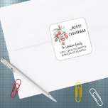 Adesivo Quadrado Watercolor Mistletoe Return Address Christmas (20)<br><div class="desc">Vestígios embebidos em aquarela com bagas vermelhas e um simples arco e elegante "Feliz Natal" saudando estes bonitos vindos de volta quadrada. Economize dinheiro com vinte adesivos quadrados de 1, 5" ou seis de 3" para etiquetas de endereço e endereço de retorno. O melhor valor... compra mínima é apenas uma...</div>