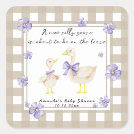 Adesivo Quadrado Watercolor Silly Goose Baby Shower