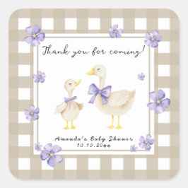 Adesivo Quadrado Watercolor Silly Goose Baby Shower Thank You