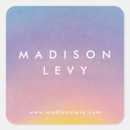 Adesivo Quadrado Watercolor Sunrise Nome Personalizado do Ombre Imp