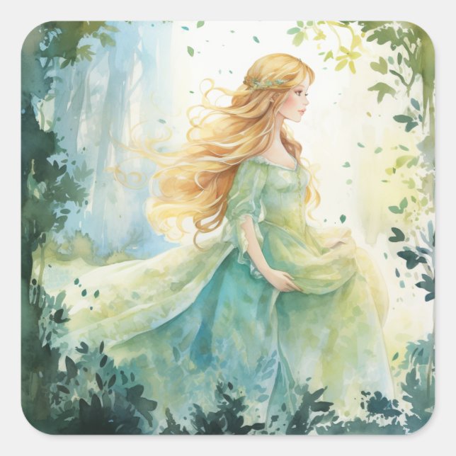 Adesivo Quadrado Watercolour Forest Princess (Frente)