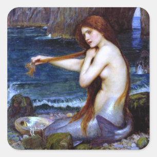 Adesivo Quadrado Waterhouse: A sereia