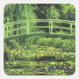 Adesivo Quadrado Waterlilies branco por Claude Monet, arte do