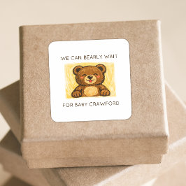 Adesivo Quadrado We Can Bearly Wait! Simple Hand Drawn Baby Shower