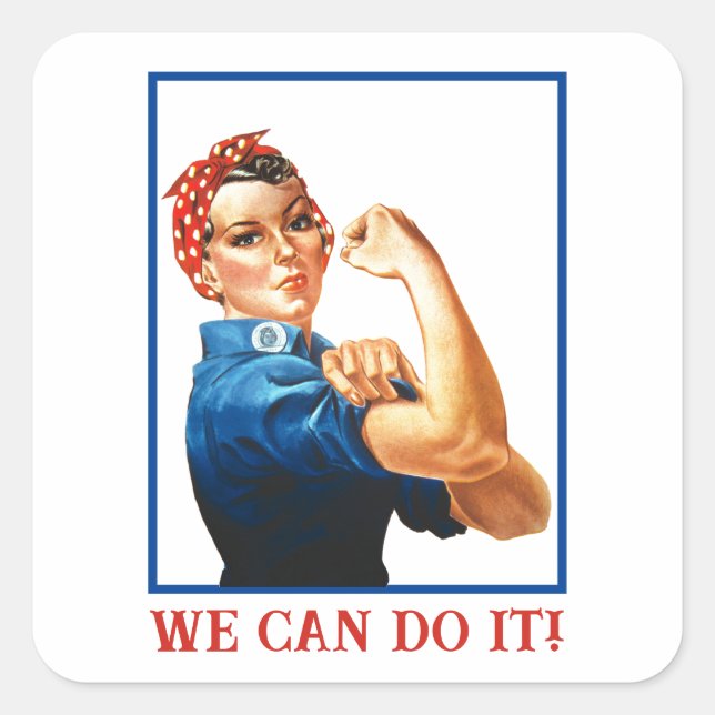 Adesivo Quadrado We Can Do It Rosie the Riveter Women Power WWII  (Frente)