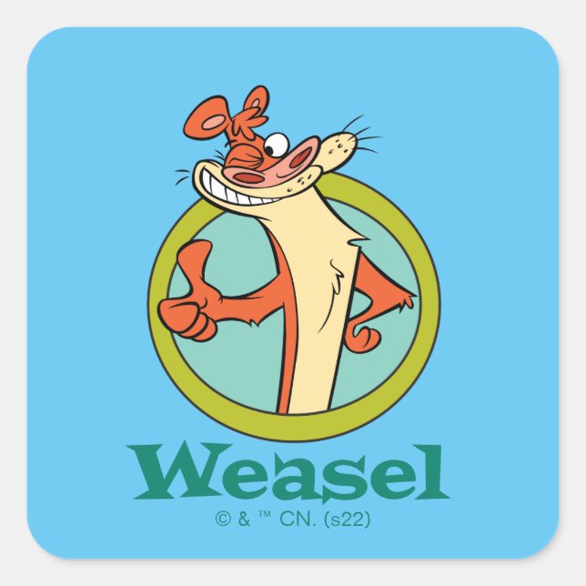 Adesivo Quadrado Weasel Thumbs Up Character Graphic (Frente)