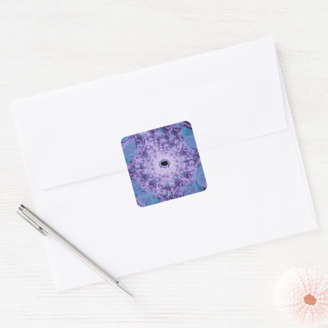 Adesivo Quadrado Web | Arte Fractal Roxa e Azul (Envelope)