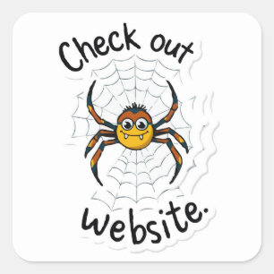 Adesivo Quadrado Web Design do aranha - 'Check out site' Pun