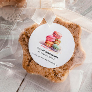 Adesivo Quadrado WEBSITE De Bolo De Aquarelas Macarons Sweet