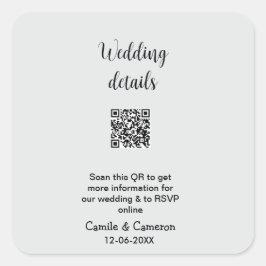 Adesivo Quadrado WEBSITE QR WEDDING adicionar data do nome fotônico