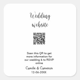 Adesivo Quadrado WEBSITE QR WEDDING adicionar data do nome fotônico
