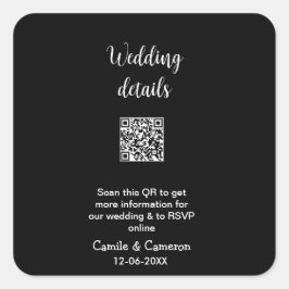 Adesivo Quadrado WEBSITE QR WEDDING adicionar data do nome fotônico