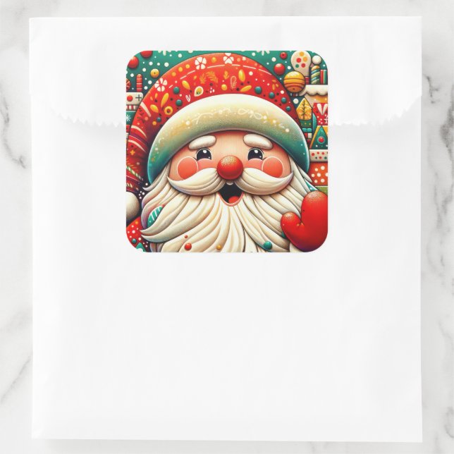 Adesivo Quadrado Weihnachtsmann Papai Noel Baba Saint Nicholas Kris (Bolsa)