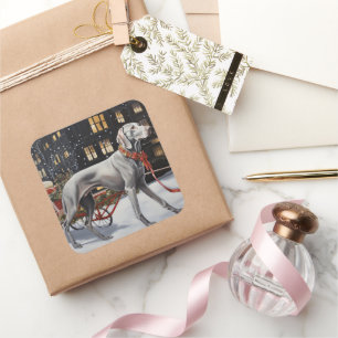 Adesivo Quadrado Weimaraner Christmas Fesason Season