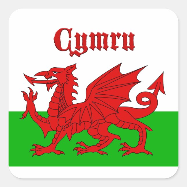 Adesivo Quadrado Welsh Flag Cymru (Frente)