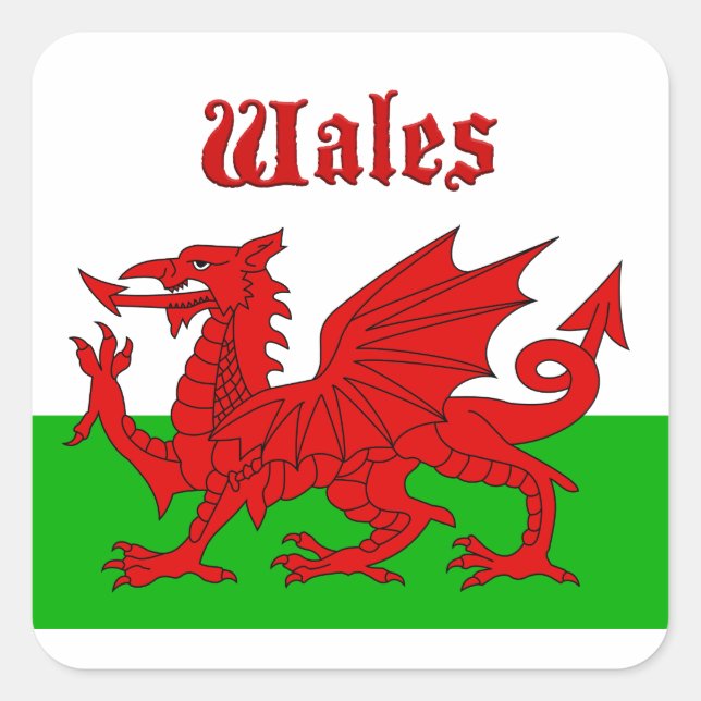 Adesivo Quadrado Welsh Flag Wales (Frente)