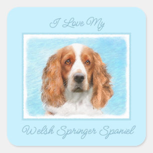 Adesivo Quadrado Welsh Springer Spaniel Painting - Arte Original De