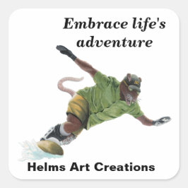 Adesivo Quadrado Wererat Snowboarder Sport Fantasy Art Stickers