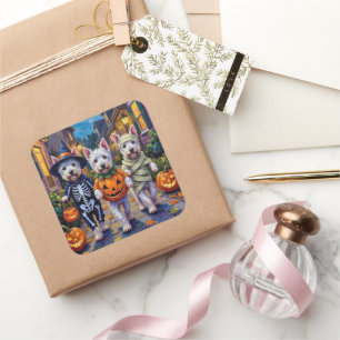 Adesivo Quadrado West Highland White Terrier Em Figurinos De Hallow