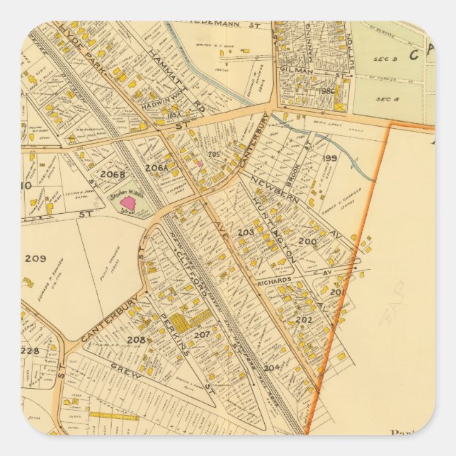 Adesivo Quadrado West Roxbury, Massachusetts 2 (Frente)