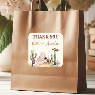 Adesivo Quadrado Western Boy Um Pequeno Chá de fraldas Russo De Cow