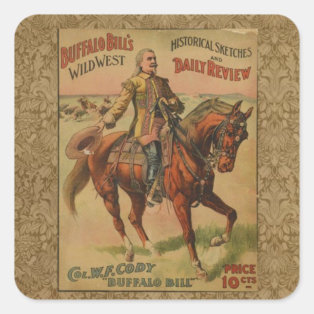 Adesivo Quadrado Western Buffalo Bill Wild West (Frente)
