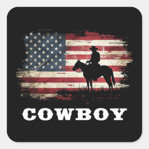 Adesivo Quadrado Western Country Men Rodeo Southern Retro Cowboy