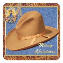 Western Cowboy Hat Denim Leather Feliz Natal