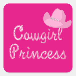 Adesivo Quadrado Western Cowgirl Princess Pink Hat