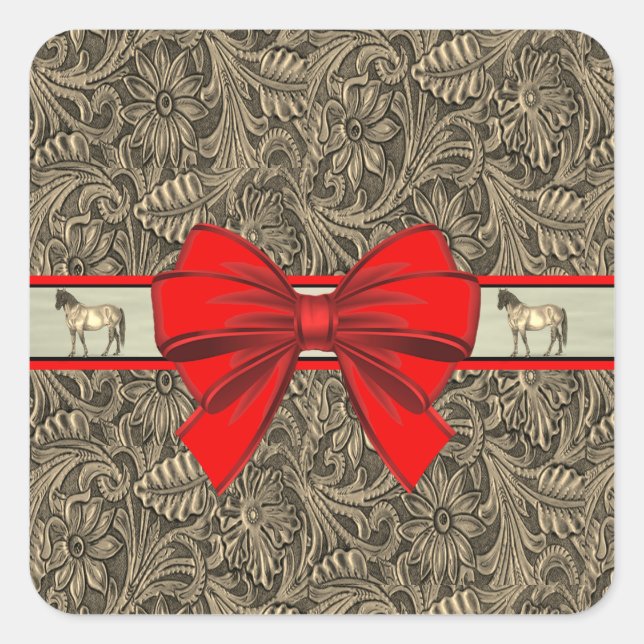 Adesivo Quadrado Western Faux Tool Leather Impressão (Frente)