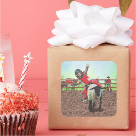 Adesivo Quadrado Western Rodeo Cowboy Cowboy Mutton Busting