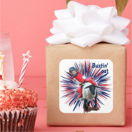 Adesivo Quadrado Western Rodeo Cowboy Cowboy Mutton Busting